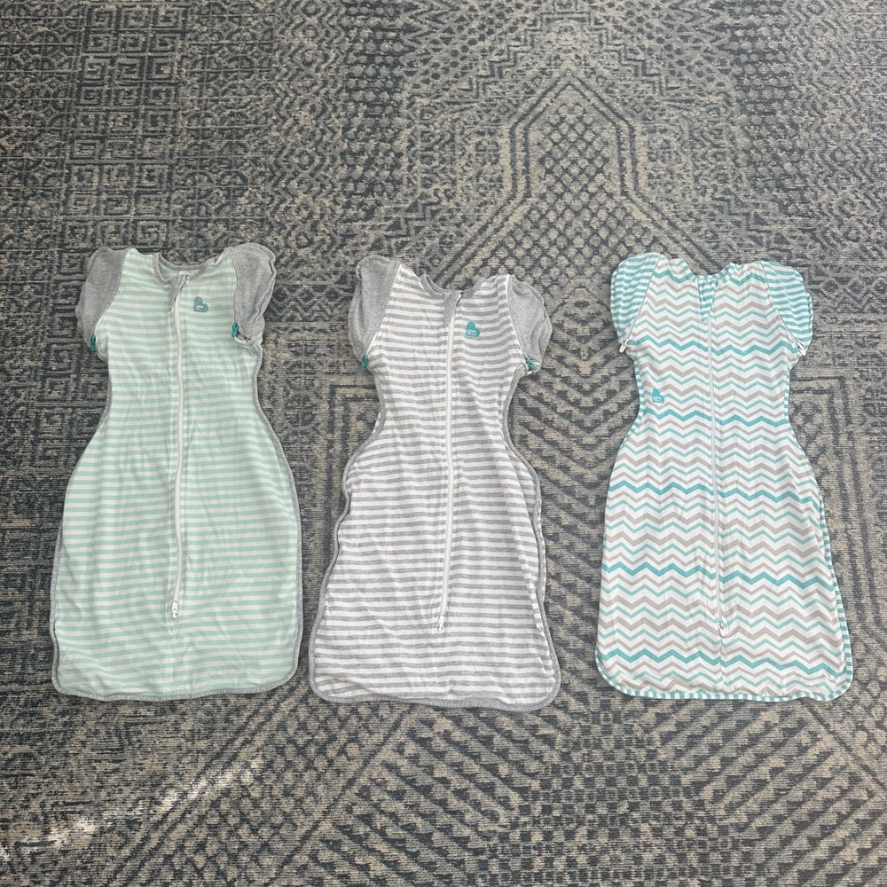 Three Love to Dream Gray and Green Sleep Sacks